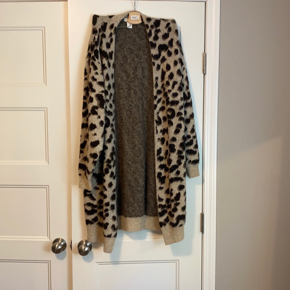 Leopard print long cardigan